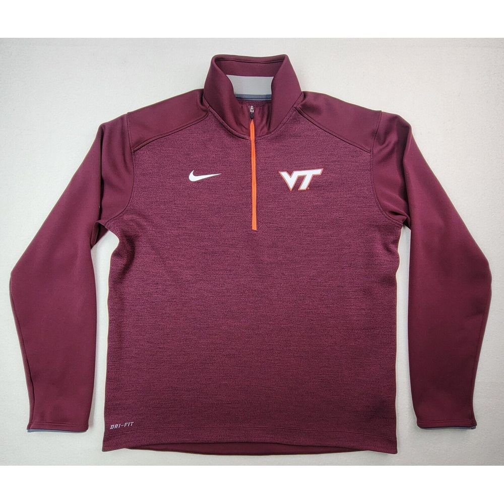 Nike Virginia Tech Hokies Maroon DRY-FIT Long Sleeve Half-Zip Mens M Pullover